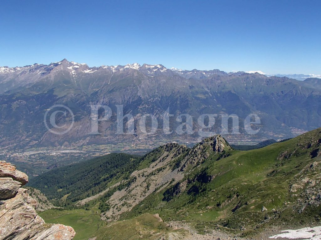 Going down to Susa, view of Rochemelon and Monte Rosa