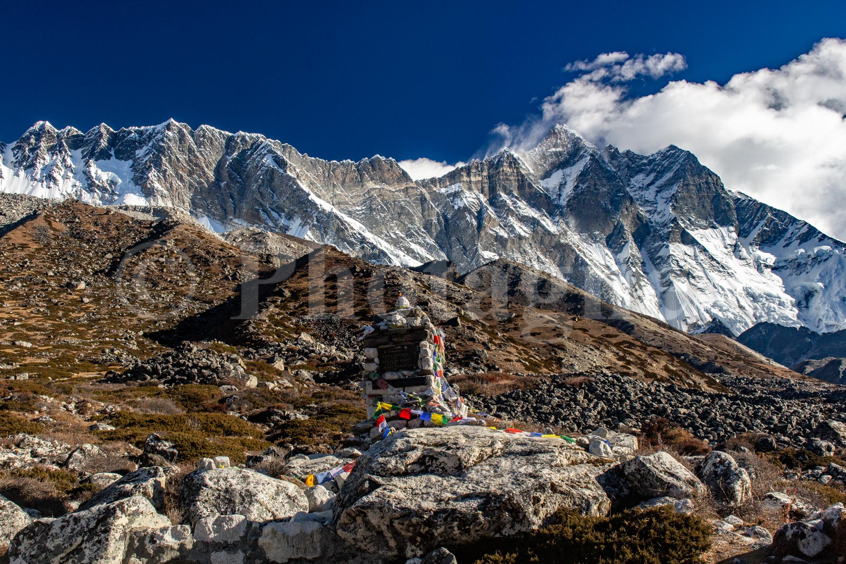 Chorten and Lhotse on the Three Passes Trek