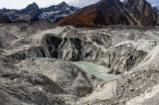 Frozen lake in the moraine