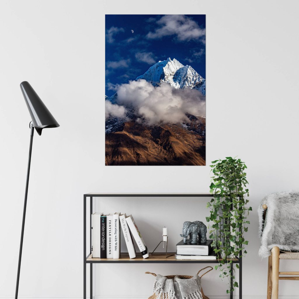 Print of a mountain photograph on a poster